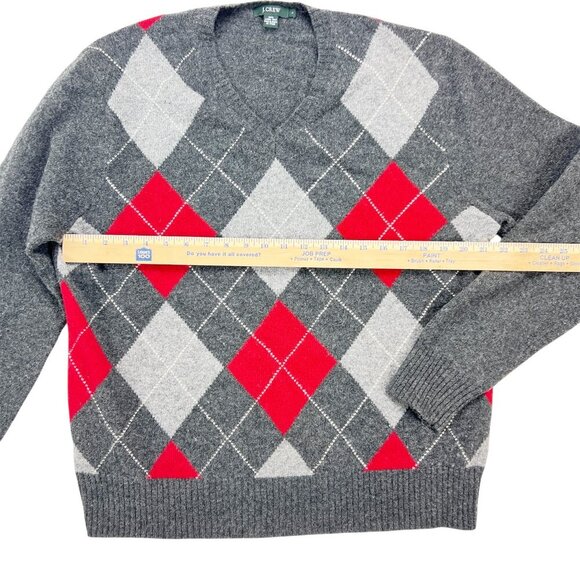 J. Crew Argyle Preppy 100% Lambswool Long Sleeve Sweater Size L - Picture 7 of 7